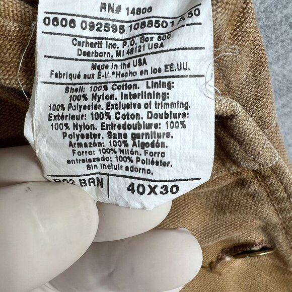 Carhartt 40x30 Canvas Duck Bib Overalls Insulated Double Knee Workwear USA Made - Picture 15 of 16